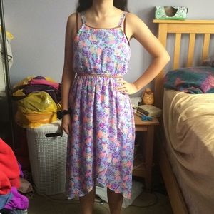 Disney floral blue pink green dress